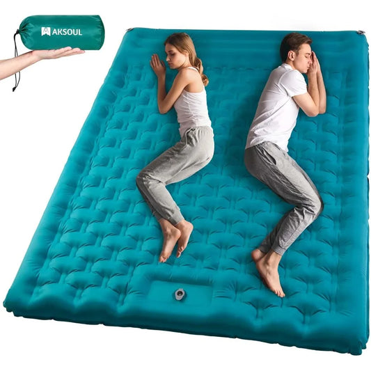 Sleeping Pad Camping Inflatable: Extra Thickness Double Persons Self Inflating Mat with Builtin Foot Pump Lightweight UltraWide