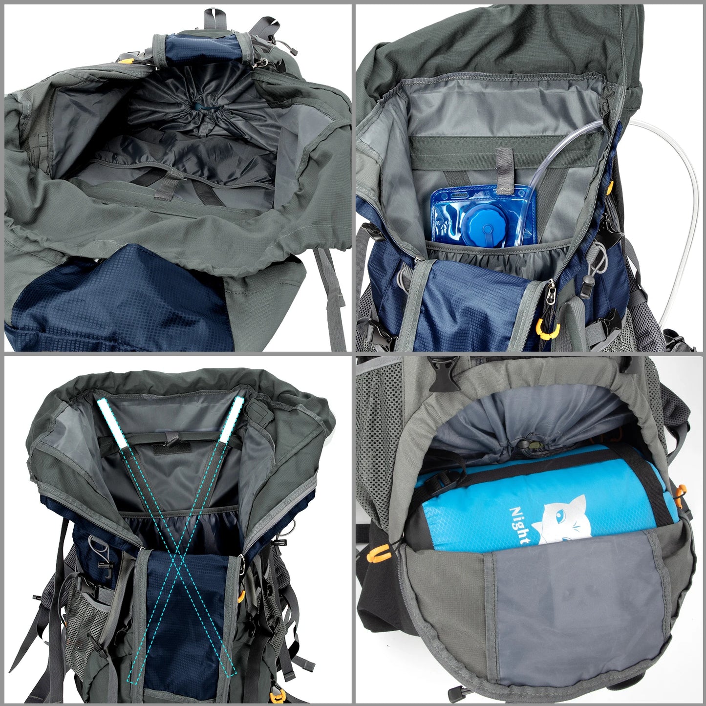Night Cat Camping Backpacks 90L with Internal Frame Hiking Backpack for Men Women Waterproof Lightweight Breathable Outdoor