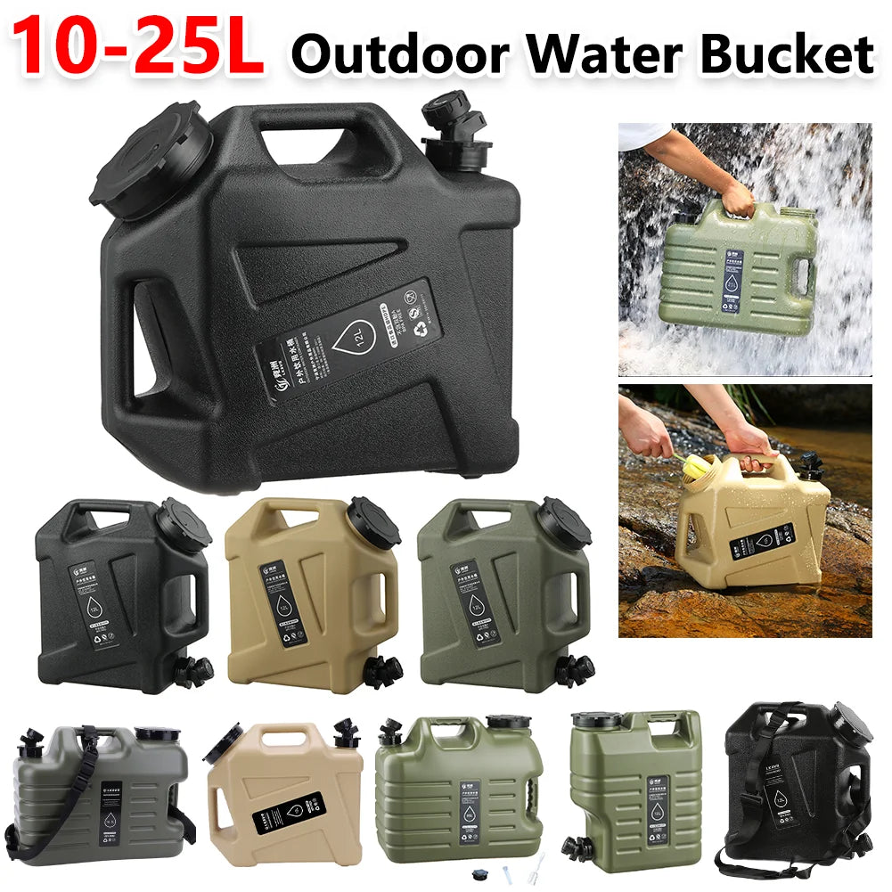 10-25L Outdoor Water Bucket Large-Capacity Portable Water Bag Container with Faucet Driving Water Tank for Picnic Hiking
