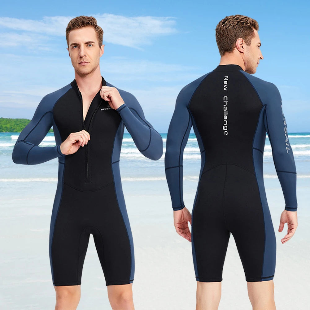 Neoprene Diving Protection Clothes with Zipper Mens Snorkeling Surfing Swimsuit Elastic Anti-scratch Warm Water Sports Equipment