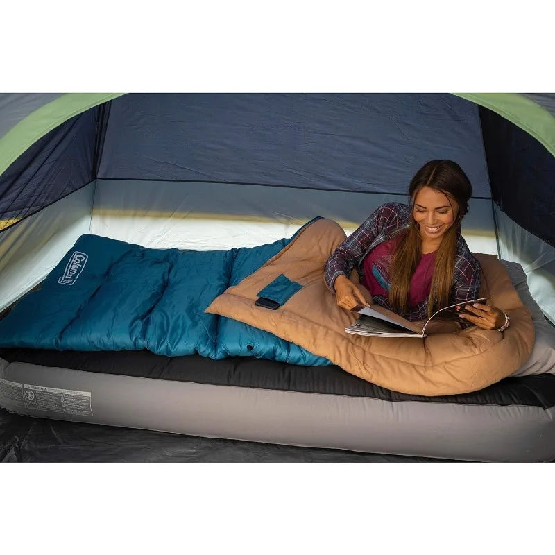 Coleman Brazos 20°F/30°F Adult Sleeping Bag, Cool-Weather Sleeping Bag with No-Snag Zipper & Stuff Sack, Machine Washable