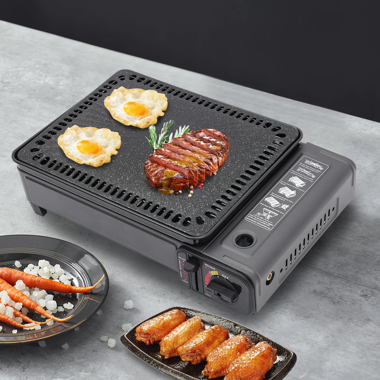 YIYIBYUS Portable BBQ Stove Butane Grill Stove Camping Cooking Grill Gas Stove Picnic Barbecue Tools