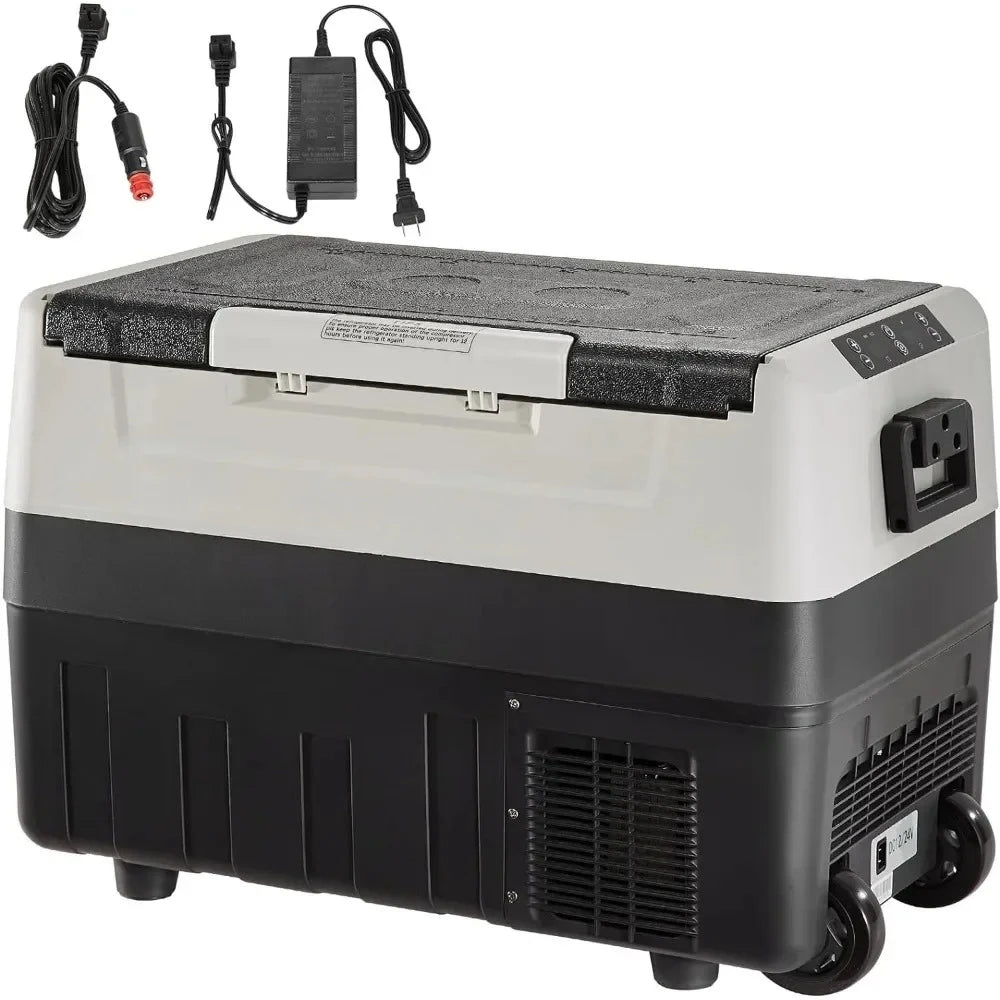 L # 12 Volt Car Refrigerator Fridge, 58 QT/55 L Dual Zone Portable Freezer, 12/24V DC And 100-240V AC Compressor Cooler, For Out