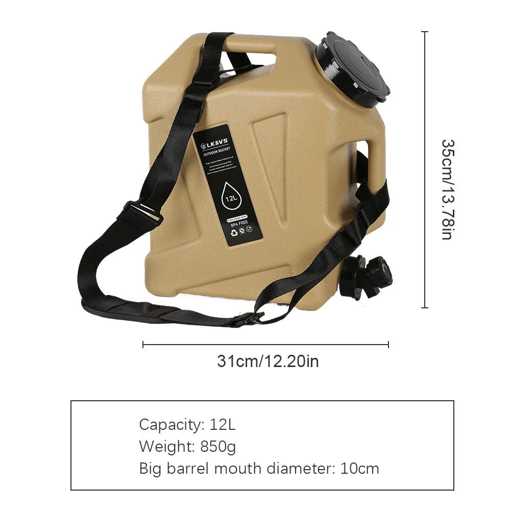 10-25L Outdoor Water Bucket Large-Capacity Portable Water Bag Container with Faucet Driving Water Tank for Picnic Hiking