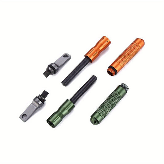 2pcs Compact Fire Starter with Scraper Striker, Replaceable Threaded Ferro Rod Flint Fire Steel Magnesium Rod, an Essential Part for EDC, Emergency Survival Kits, Camping, Hiking, Bush-Craft