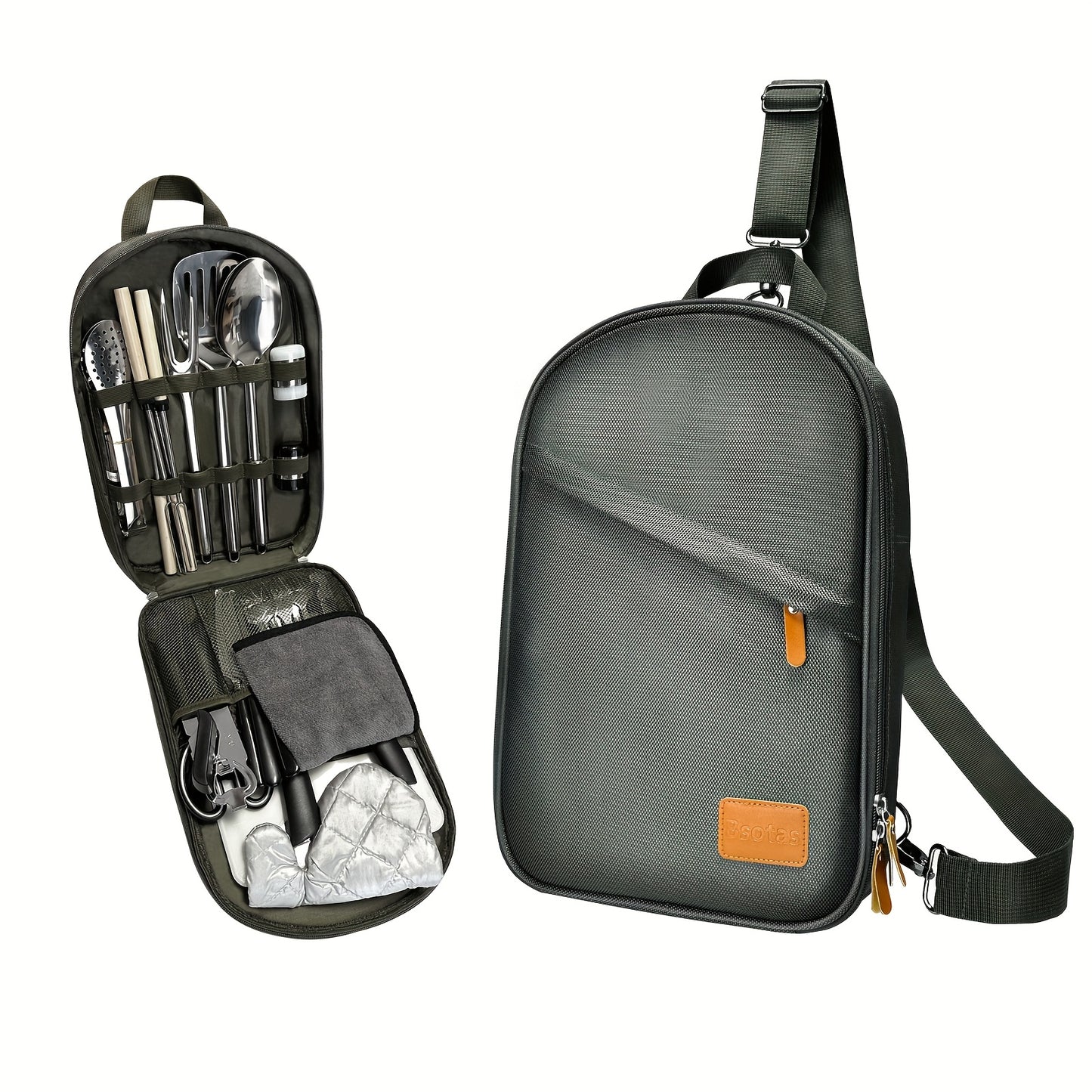 Portable Camping Kitchen Utensil Set-31pcs Camping Essentials Camping Accessories Gear Must Haves Camping Cookware Kit, Stainless Steel Outdoor Cooking And Grilling Utensil Organizer Travel Set Perfect For Travel, Picnics, RV