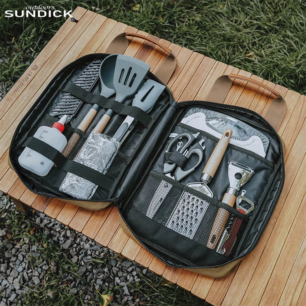 Camping Cookware Storage Bag with Handle Cooking Utensil Set Travel Organizer for Knife Fork Spoon for BBQ Camping Hiking Travel