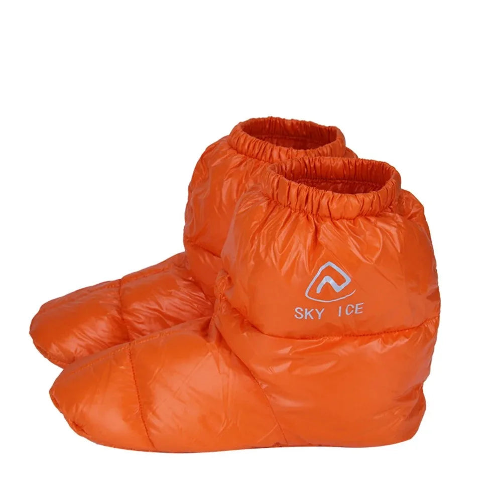 Winter Duck Down Booties Outdoor Camping Tent Warm Boots Warm Shoes Winter Warm Feet Cover Waterproof Windproof for Men Women