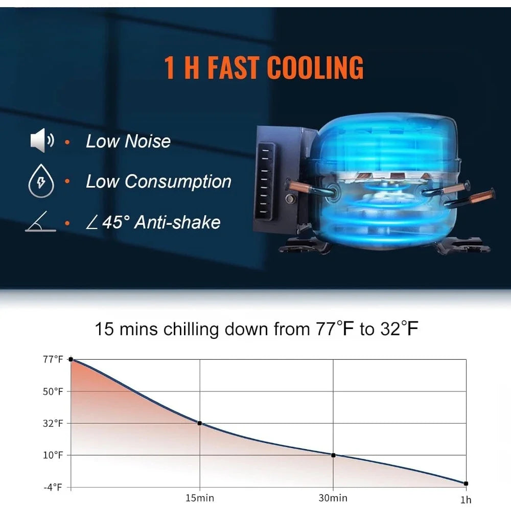 L # 12 Volt Car Refrigerator Fridge, 58 QT/55 L Dual Zone Portable Freezer, 12/24V DC And 100-240V AC Compressor Cooler, For Out