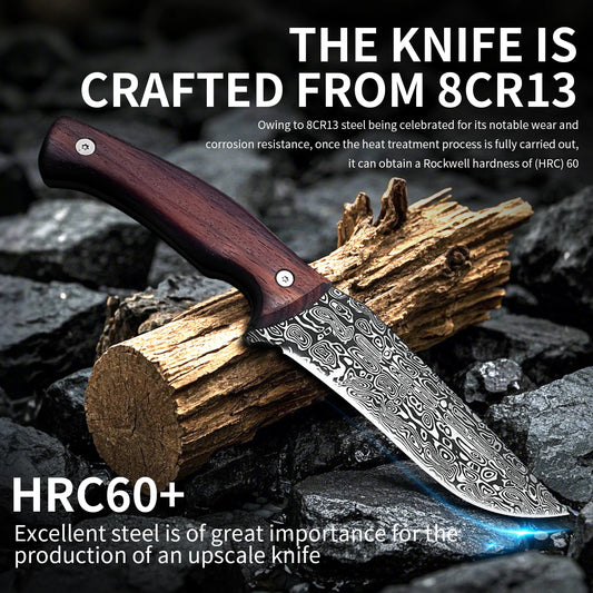 High-Hardness Stainless Steel Outdoor Straight Knife - a multi-functional camping and survival tool suitable for hiking, bushcra