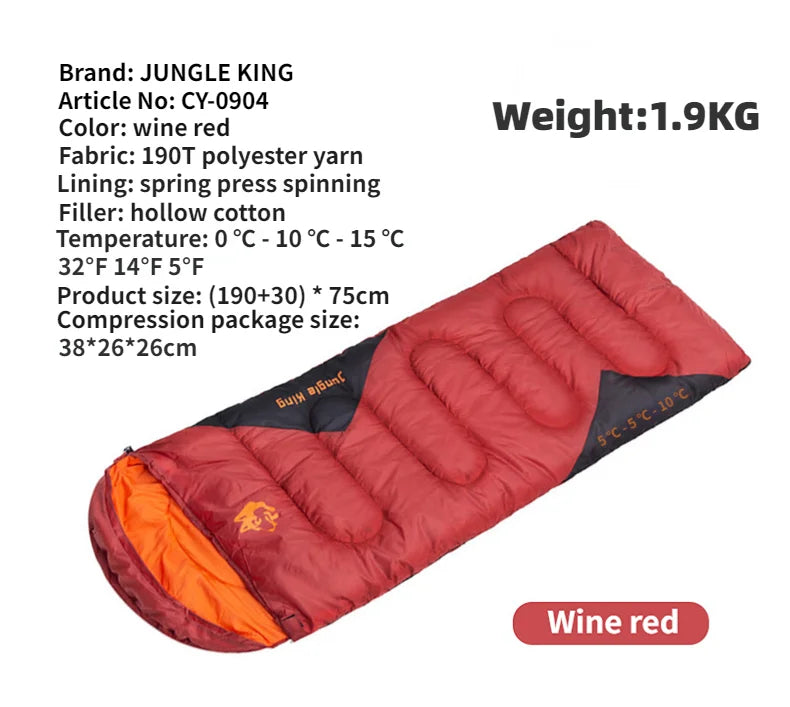 JUNGLEKING CY0904 Camping Sleeping Bag Ultralight Waterproof 4 Season Warm Envelope Backpacking Sleeping Bags for Outdoor Hiking