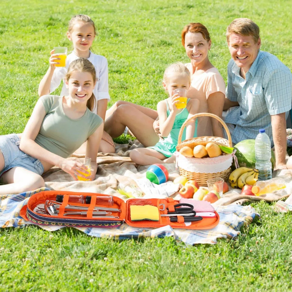 19Pcs Camping Cooking Utensil Kit Portable Picnic Cookware Outdoor Kitchen Equipment Gear Campfire Barbecue Appliances