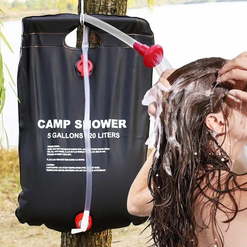 Solar Showers For Camping 20L Water Tank Solar Heated Portable Shower Bag Foldable Water Organizer With Removable Hose Large