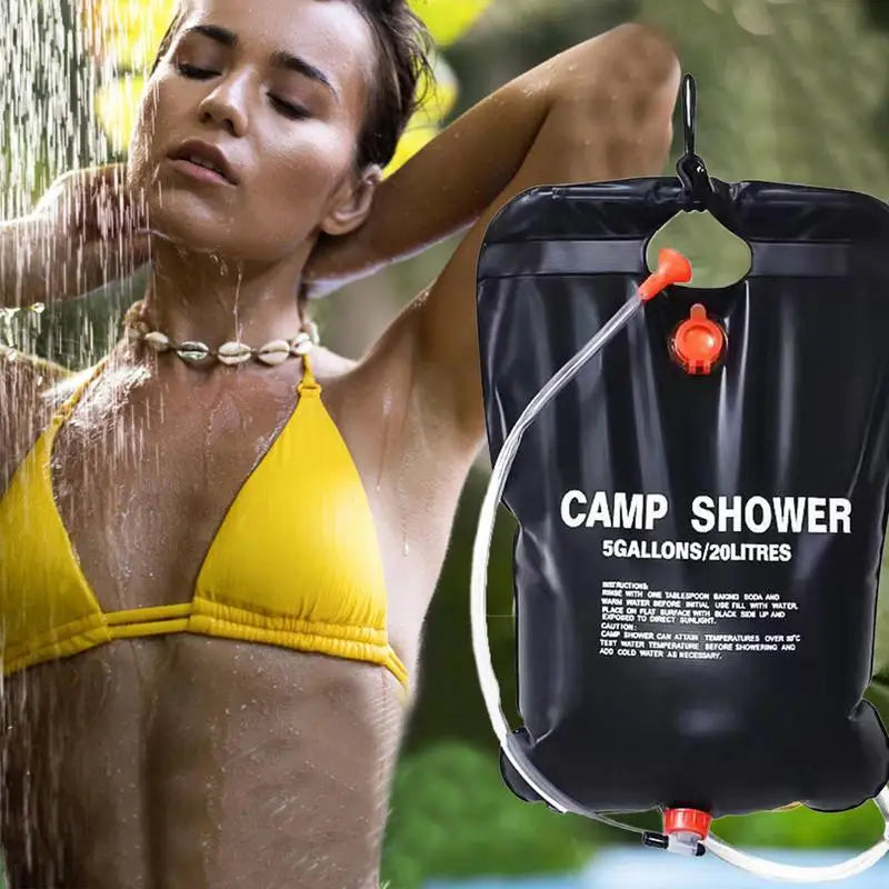 Solar Showers For Camping 20L Water Tank Solar Heated Portable Shower Bag Foldable Water Organizer With Removable Hose Large