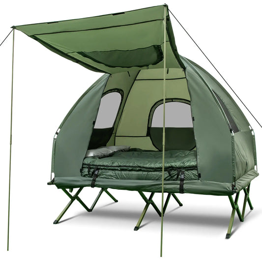 2-Person Compact Portable Tent/Camping Cot w/ Air Mattress & Sleeping Bag