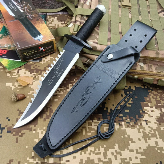 Survival knife II, RAMBO 420 steel pipe wrapped paraflow handle 9Cr18Mov steel handle outdoor camping tactical straight knife