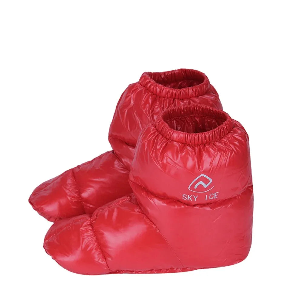 Winter Duck Down Booties Outdoor Camping Tent Warm Boots Warm Shoes Winter Warm Feet Cover Waterproof Windproof for Men Women