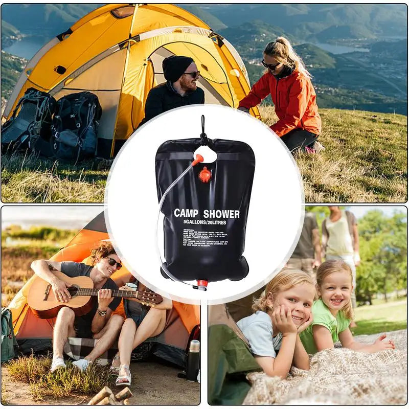 Solar Showers For Camping 20L Water Tank Solar Heated Portable Shower Bag Foldable Water Organizer With Removable Hose Large