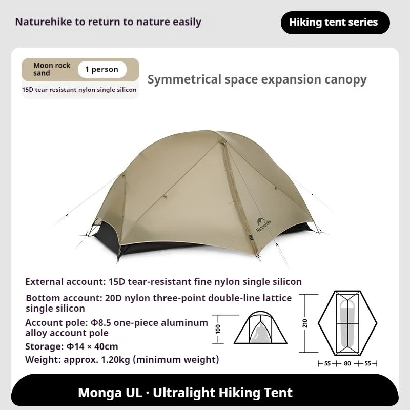Naturehike Mongar UL Camping Tent 15D Nylon Lightweight 1 or 2 People 3 Seasons Tent Waterproof Portable Outdoor Tent With Mat