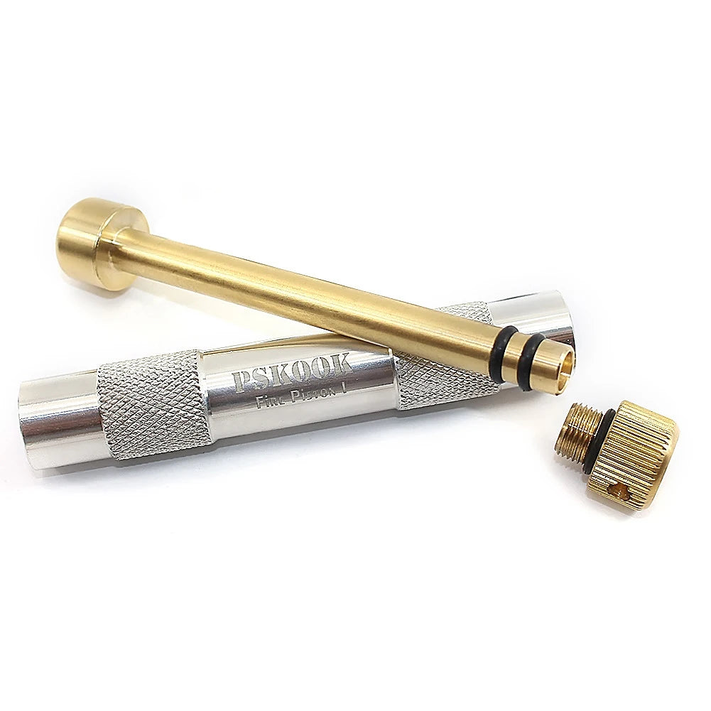 Brass Camping Fire Tube Portable Ignited Piston Firearm Useful Air Compression Fire Tube Survival Heating Tool for Outdoor