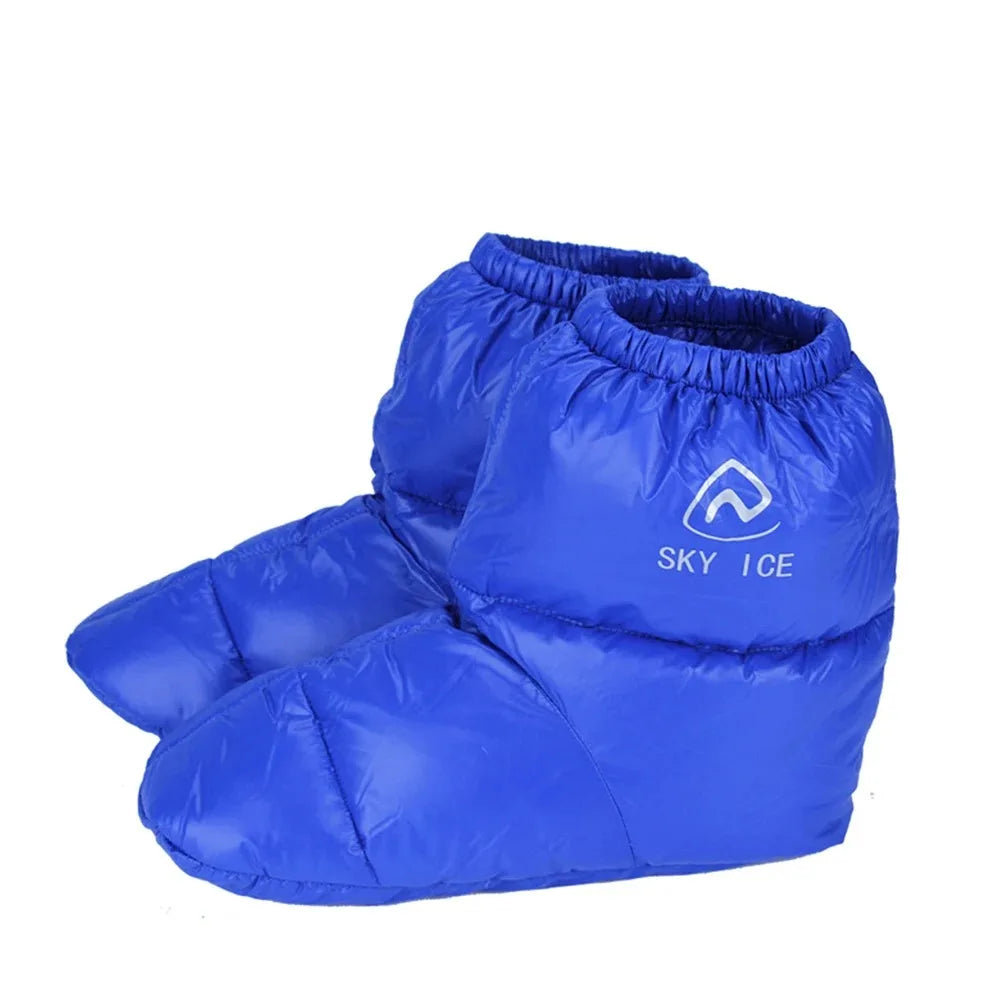 Winter Duck Down Booties Outdoor Camping Tent Warm Boots Warm Shoes Winter Warm Feet Cover Waterproof Windproof for Men Women