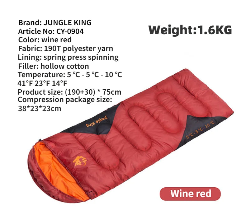 JUNGLEKING CY0904 Camping Sleeping Bag Ultralight Waterproof 4 Season Warm Envelope Backpacking Sleeping Bags for Outdoor Hiking