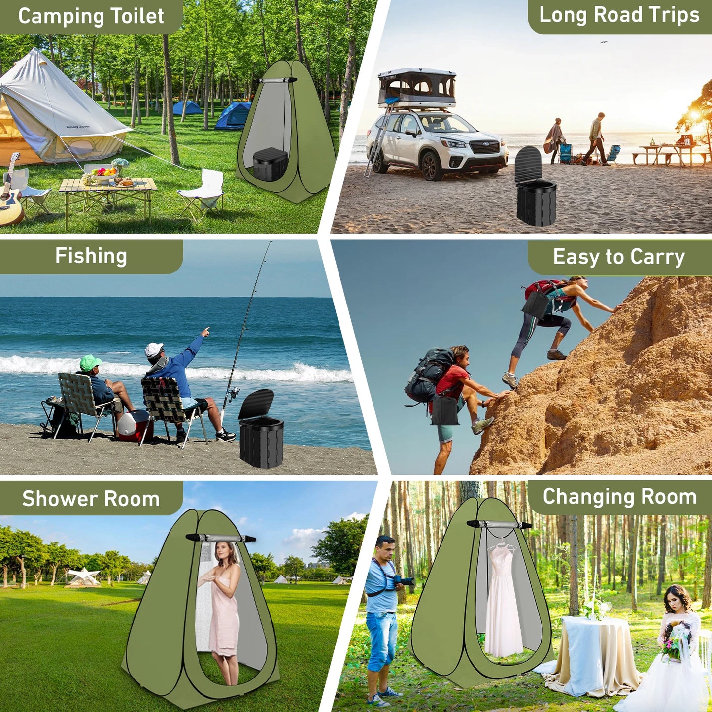 Camping Toilet with 1.5m Pop up Privacy Tent Large Portable Toilet Potty for Adults Outdoor Camping Shower Tents Changing Room