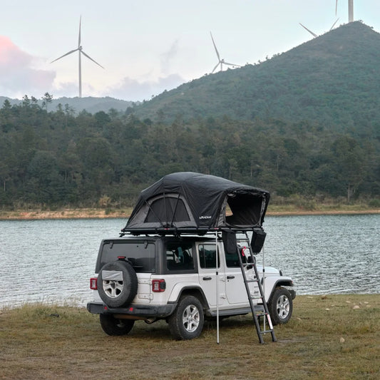 Quick Easy Set Up Roof Top Tent Aluminium Fold Out Style Waterproof Windproof 3 Mattress Lightweight Installation Kit Sedan SUV