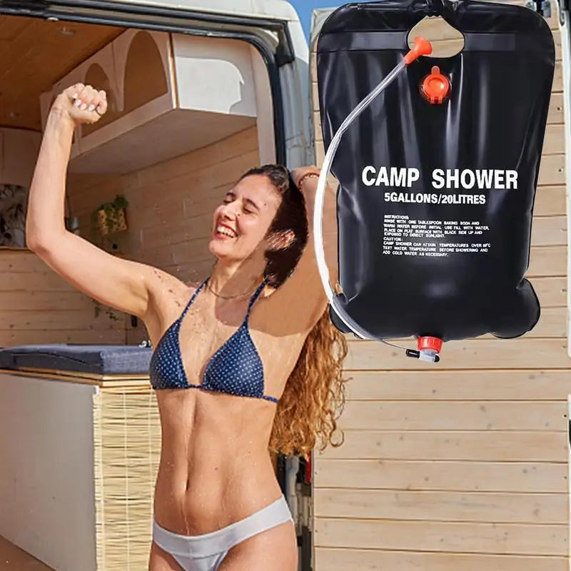 Solar Showers For Camping 20L Water Tank Solar Heated Portable Shower Bag Foldable Water Organizer With Removable Hose Large