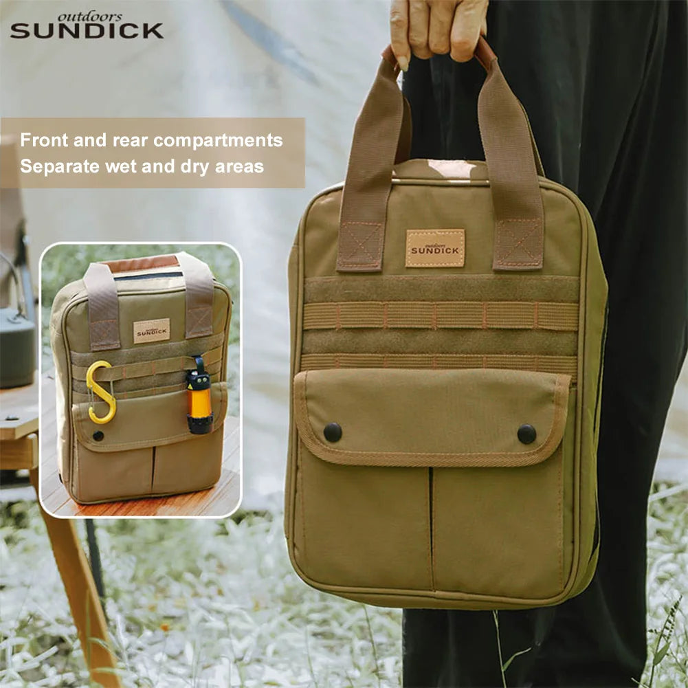 Camping Cookware Storage Bag with Handle Cooking Utensil Set Travel Organizer for Knife Fork Spoon for BBQ Camping Hiking Travel