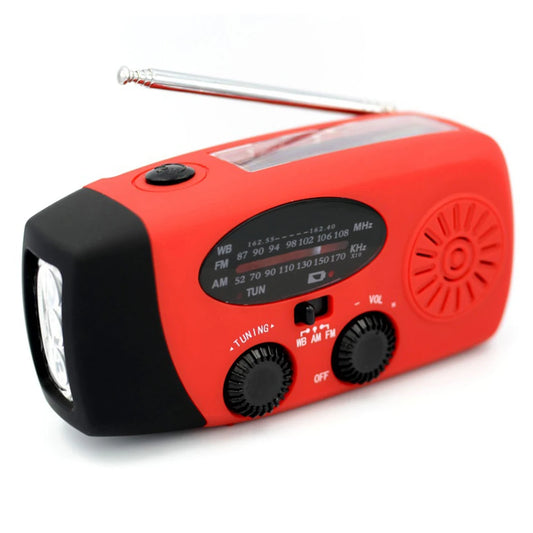 2000mAh Portable Radio Hand Crank Solar USB Charging FM AM WB NOAA Weather Radio Emergency LED Flashlight Torch Power Bank
