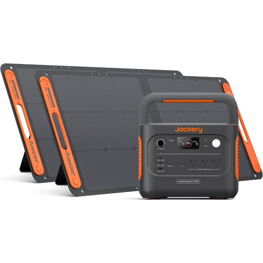 Jackery Solar Generator 1000 v2 with 2x100W Solar Panel,1070Wh Portable Power Station LiFePO4 Battery,1500W AC/100W USB-C Output