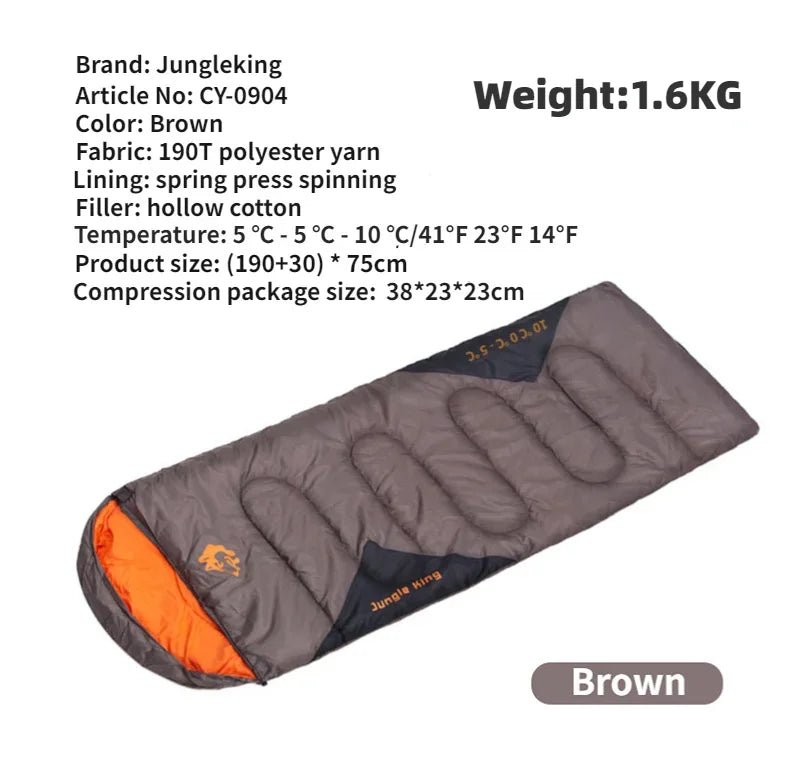 JUNGLEKING CY0904 Camping Sleeping Bag Ultralight Waterproof 4 Season Warm Envelope Backpacking Sleeping Bags for Outdoor Hiking