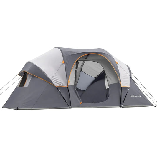 HIKERGARDEN 10 Person Camping Tent - Portable Easy Set Up Family Tent for Camp, Windproof Fabric Dome Tent Outdoor for Hiking, B