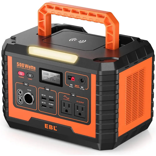 Portable Power Station 500, 110V/500W Solar Generator(Surge 1000W), 519.4Wh Backup Lithium Battery for Outdoor Home