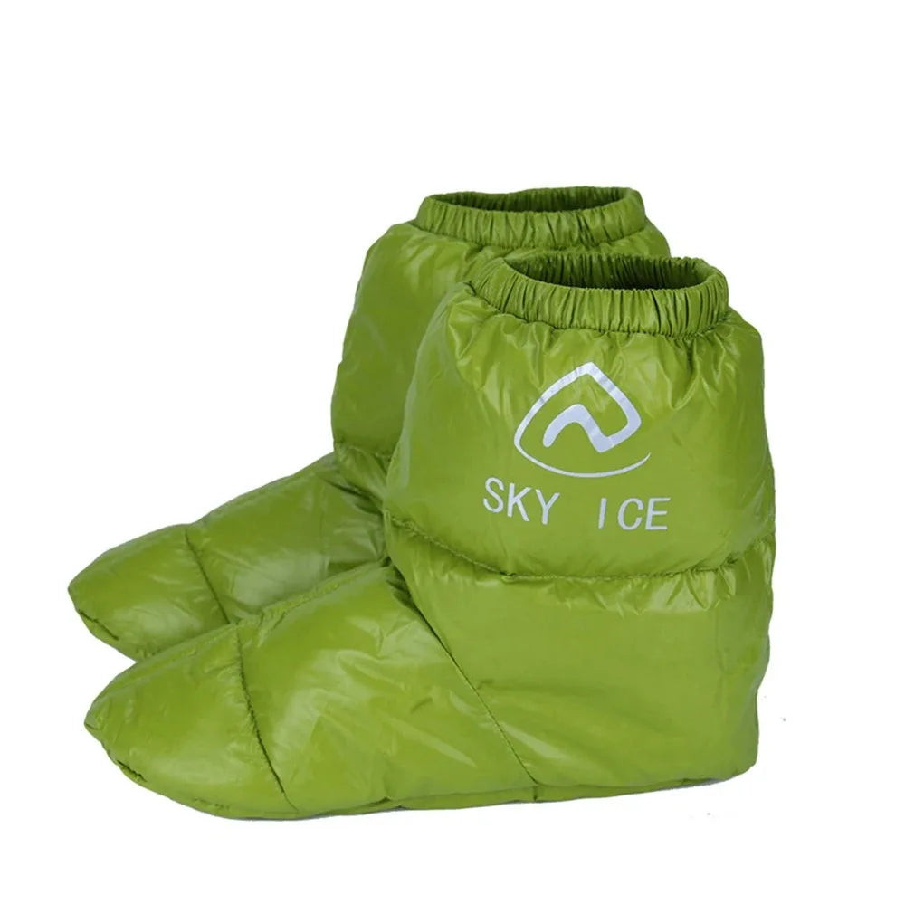 Winter Duck Down Booties Outdoor Camping Tent Warm Boots Warm Shoes Winter Warm Feet Cover Waterproof Windproof for Men Women